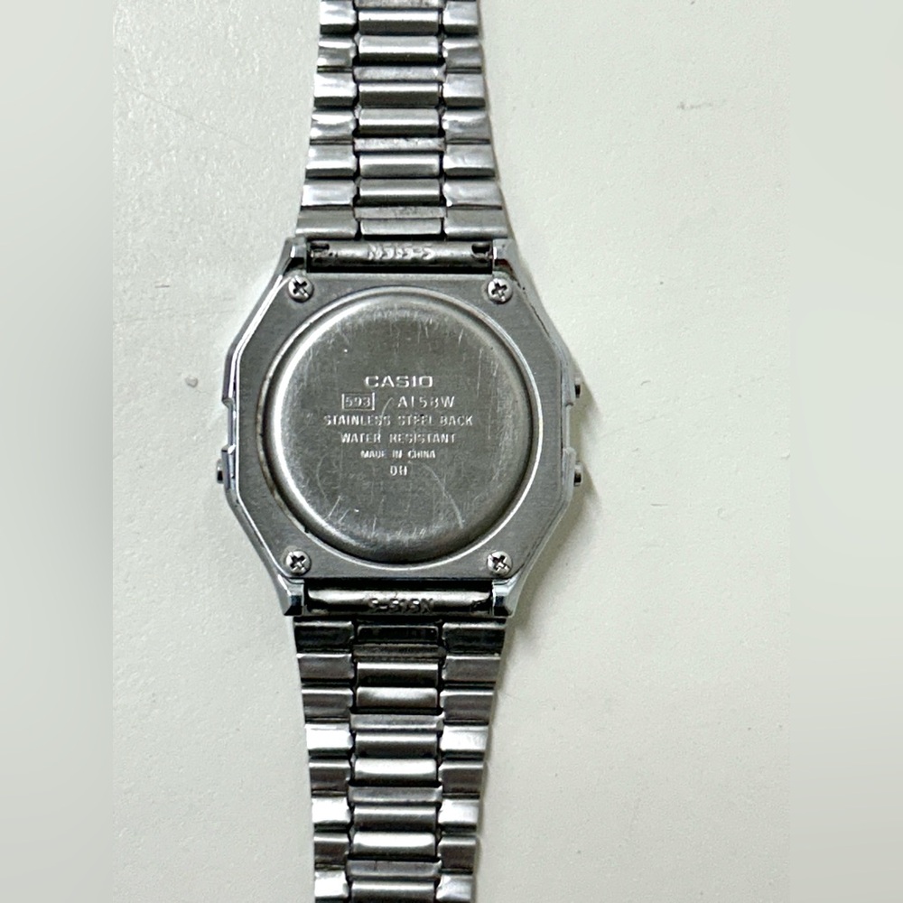 Vtg Casio A158W Stainless Steel Water Resistant Digital Watch - Picture 10 of 16